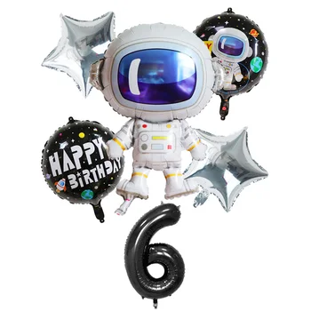 Spațiu de Partid Astronaut baloane de Rachete Numărul Balon Folie Galaxy Petrecere Tematica Băiat Petrecere de Aniversare pentru Copii Decor heliu globos