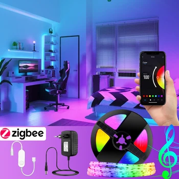 Tuya RGB Benzi cu LED-uri inteligente Zigbee Lumini de control pentru Decorarea Casei de Iluminat Estompat Flexibile LED COB StripKit Tuya Smart Home