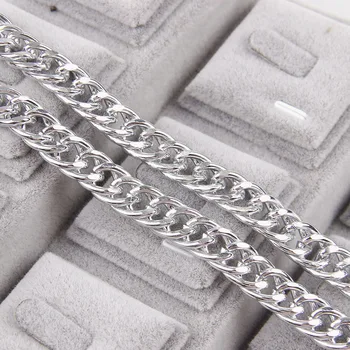 Dens Metal Aluminiu Argint Lanțuri de Bordură Vrac se Potrivi Bratari Constatările Dublu Deschis Link-ul Lanț Pentru Bijuterii DIY Face 2x10.4x14m