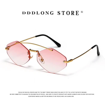 DDDLONG Moda Retro fără ramă de ochelari de Soare Femei Bărbați Ochelari de Soare Clasic Vintage UV400 în aer liber D142