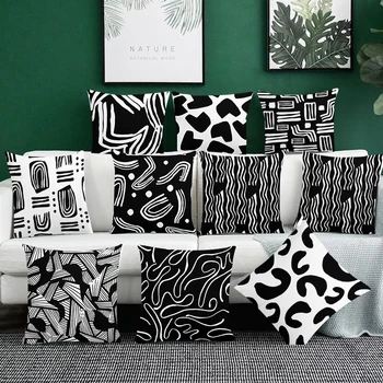 Creative imprimare alb-negru perna pătrat pernele de acoperire auto canapea scaun de birou fata de perna simple ornamente decor acasă
