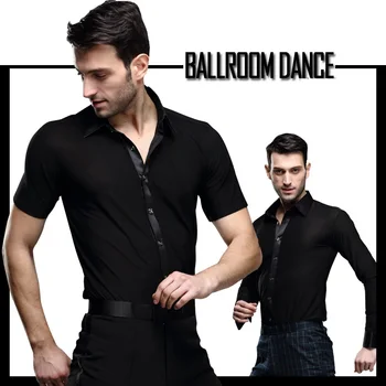 Negru de Dans latino Tricouri de sex Masculin Mâneci Lungi Dans Haina Tricou pentru Bărbați Sala Chacha India Salsa Paso Dans Haine B-5999
