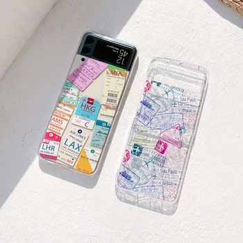 Pentru Samsung Galaxy Z Flip 4 3 Caz, Ștampila Eticheta Pictat Transparent, rezistent la Șocuri PC Greu Capacul din Spate Pentru Samsung Z Flip4 ZFlip3 Caz