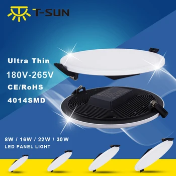 T-SUNRISE Ultra-Subțire LED Panel corp de Iluminat 8W 16W 24W 32W Rotund/Pătrat Plafon cu LED-uri Încastrate Lumini de Alimentare Inclus SMD4014