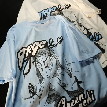 Supradimensionate Tricouri Femei T Shirt Anime Asuka Imprimare y2k haine Japoneze Grafic Kawaii E-fata de Streetwear Harajuku Grunge Topuri