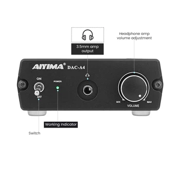 AIYIMA Audio Decoder DAC ES9038 CSR8675 Auto Adaptor Bluetooth APTX HD LDAC Căști Stereo Amplificator 24Bit 96KHz USB, Coaxial