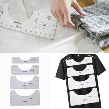 4buc/Set Tricou Aliniere Riglă Pentru Ghidare T-Shirt Design de Moda Conducători Cu Dimensiunea Diagramă Pentru Adulți Tineret Copilul