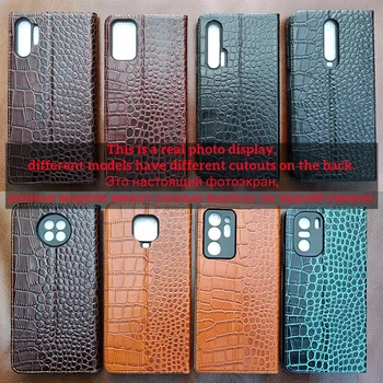 Crocodil Veritabil Caz de Piele Pentru Huawei Honor X7 X8 X9 X10 X20 X30 X30i X Lite 5G Magnetice Telefon Flip Wallet Cover