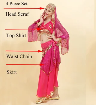 New Adult Bollywood Costume De Dans Indian Belly Dance Set Costum Pentru Femei Șifon Bollywood, Dans Din Buric Set Costum Pentru Femei