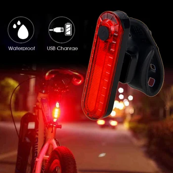 Red 5 LED-uri USB Reîncărcabilă Bicicleta Stop Siguranță Noapte de Echitatie de Avertizare Înapoi Lumina 4 Moduri de Bicicleta Lanterna cu Baterie Built-in