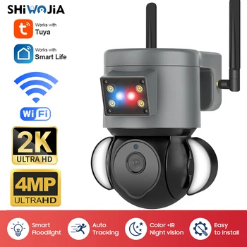 SHIWOJIA Camera IP WIFI 4MP 2K TUYA PTZ de Protecție de Securitate Speed Dome Video Wireless de Alarmă de Supraveghere Sirena de Exterior Kamera
