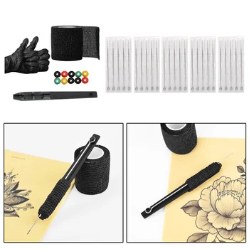 3D Mână Traistă Pen DIY de Mână Poke & Stick Tatuaj Kit pentru Tatuaj Artist (Negru)