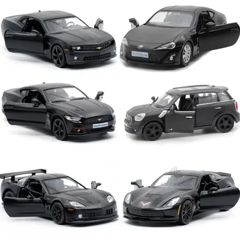 1/36 Negru Mat Masina Sport Modelul De Simulare Jucărie Aliaj Turnat Sub Presiune 2 Uși Deschise Trage Înapoi Cauciuc Metal Copiii Vehicule De Jucărie