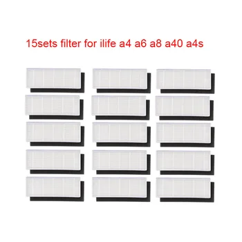 15 filtru HEPA & 15 Filtre Burete piese de schimb pentru ilife A4s A6 A4 A40 A8 praf de curățare aspirator cu filtrare filter piese