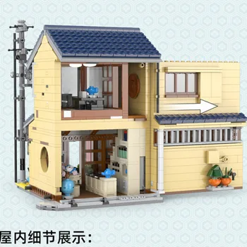 Noul Magazin De Ceai Aburit Magazin Bun Model De Oraș Japonez Street View Arhitectura Casa Micuta, Bloc Caramida Copii Jucărie Cadou