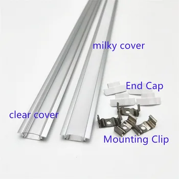 1-10sets 50cm Încorpora Led Profil Aluminiu Bara de Locuințe Lumina Mikly Clar Acoperă Clip Canalul de 10mm PCB Benzi Pauză de Extrudare