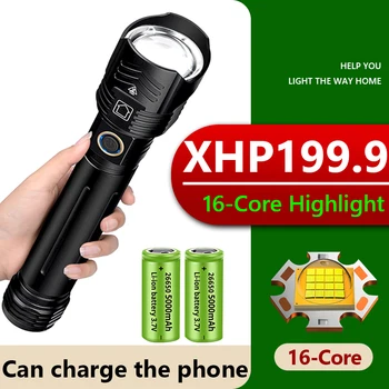 10000000LM Puternic Lanterna LED-uri USB Reîncărcat Zoom Lanterna IPX-65 Impermeabil 10000Mah Tactice Flash Lampă Felinar De 26650