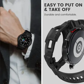 Fibra de Carbon Trupa pentru Samsung Galaxy Watch 4 Classic 46mm 42mm TPU Caz de Robust+bratara Samsung Galaxy Watch4 40mm 44mm curea