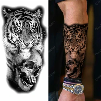 1 buc Floare Bărbați Impermeabil Tatuaje Temporare False Autocolante Brațul Rece Artă Mare Hipster Black Skull Ochi Ceasuri Solitaire