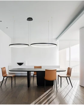 Led-uri moderne Candelabru Cerc de Lumini Pentru Design Interior, Inginerie Linie Atârna LED Inel Candelabru Lampă de Plafon Smart
