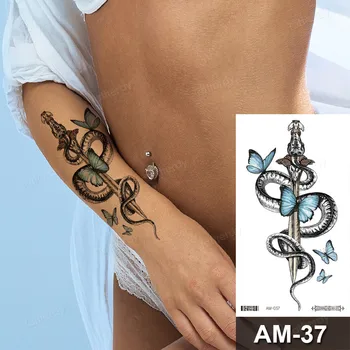 Sexy șarpe tatuaj temporar rezistent la apa mână brațul maneci tatuaj fals autocolant pentru femei barbati body art, pictura tatuaj foaia