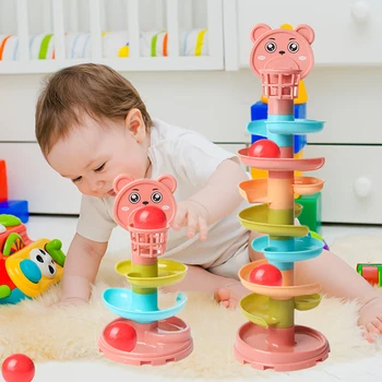 0-3 Ani Distractiv De A Urmări Rândul Său, În Jurul Valorii De Rulare Minge Baby Puzzle Copii Urmări Mental Alunecare Mingea Turnul De Educație Timpurie Asamblarea Jucărie