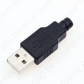 10buc Tip de sex Masculin USB 4 Pini Mufa Conector Cu Negru material Plastic Tip Capac-UN DIY Kituri