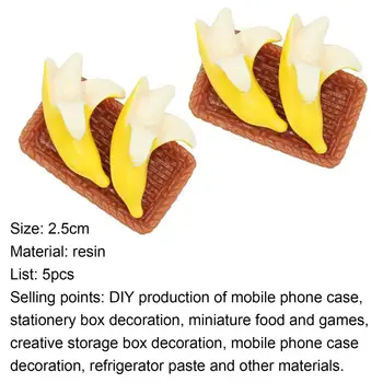 5Pcs Creative Banana Jucării Realist Delicate casă de Păpuși Decor Miniatură Rășină de Mâncare Fructe de Banane Ornament pentru Telefon Mobil Caz
