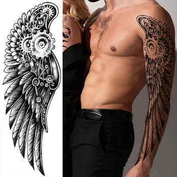 De Dimensiuni mari Tatuaje Braț Leu Craniu Trandafir rezistent la apa Complet Acoperă Brațul Tatuaj Temporar Autocolante pentru Bărbați Lup Sălbatic Tigru Tatuaje