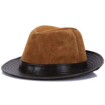 Noua din Piele Hat Pentru Barbati din Piele Palarie de piele de Oaie Fedoras Toamna Iarna Elegante de Jazz Capac Sombrero Casquette 55-62cm