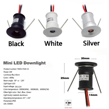 Mini LED Downlight 1W Plafon lumina Reflectoarelor 15mm Spot luminos Încastrat cu AC100-265V Transformator Cabinet Prezenta Scara Baldachin Lampa