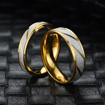 Oțel titan Inele de Cuplu 4/6mm Culoare de Aur a Undelor de Nunta Inel de Promisiune Bărbați și Femei de Logodna Bijuterii Cadouri