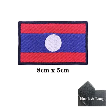 Laos flag Patch-uri Banderola Patch-uri Brodate Cârlig & Bucla de Fier Pe Broderie Scai Insigna Militar Dungă