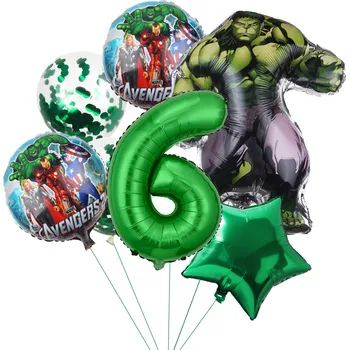 7pcs Marvel Super-Erou Hulk Tema Baloane 32inch Număr Verde Băiat Ziua de nastere Decor Petrecere Copil de Dus pentru Copii Jucarii Cadou Globos