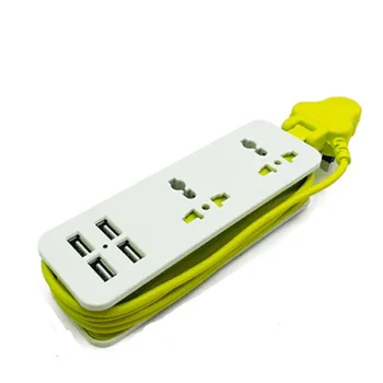 5PCS UE Plug prelungitor Cu 4 USB Portabil Extensie Soclu Plug 1,5 m Cablu de Alimentare AC Adaptor de Călătorie USB Încărcător de Telefon Inteligent