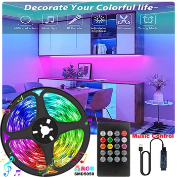 1M~5M Banda LED Lumina RGB Muzica de Schimbare a Culorii USB Decor Camera DC5V TV de Fundal SMD5050 de la Distanță cu Infraroșu Decorare Dormitor