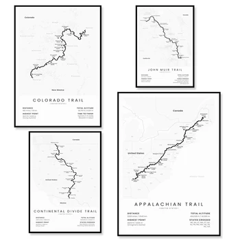 Appalachian Karting LA Poster, Colorado, Mount Whitney Traseu, Continental Divide Wegkarte | CDT Traseu, Geschenk für Hoinar,