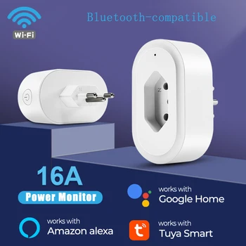 Tuya Smart Home 16A Brazilia Smart Plug WiFi Priza de Putere Inteligent Monitorizează Calendarul de Evacuare Voice Control Functioneaza Cu Alexa Google