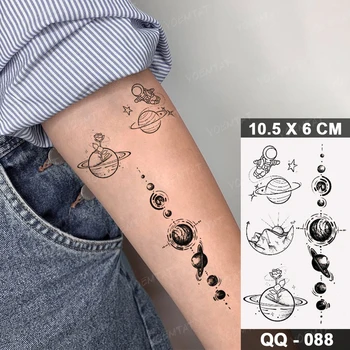 Valori Impermeabil Tatuaj Temporar Autocolant Pământ Înstelat Sun Moon Galaxy Linie Flash Tatuaj Femeie Bărbat Copii Copil Tatuaj Fals