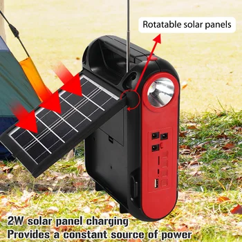 Portabil Lumina Solara Panou Solar Becuri cu LED-uri Reincarcabila Camping Light Power Bank Bluetooth Radio FM Difuzor Cort Lampă de Urgență