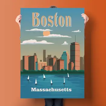 Boston poster Decorativ Canvas Postere Sala de Bar, Cafenea Decor Cadou de Arta de Imprimare Picturi murale