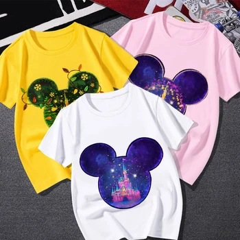 Disney Farmec Costum Mickey Mouse Minnie Avatar Fată Haine de Vară Imprimare tricouri baietel de Desene animate Drăguț Harajuku în aer liber Tee
