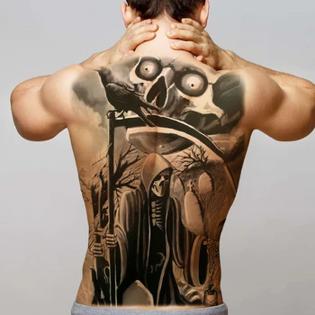 Tatuaj detașabil, rezistent la apa halloween corpul autocolante moartea craniu schelet temporară autocolant tatuaj dragon tatuaj pe spate de mari dimensiuni