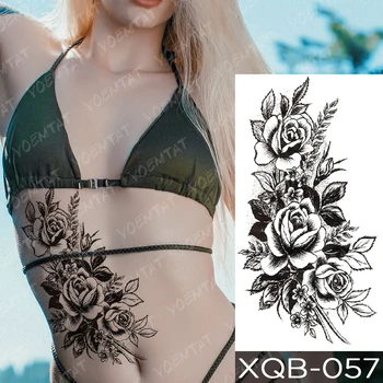 Impermeabil Tatuaj Temporar Autocolant Șarpe Floare Trandafir Flash Tatuaje Dantela Fox Leu Copac Body Art Brațul Fals Maneci Tatuaj Femei