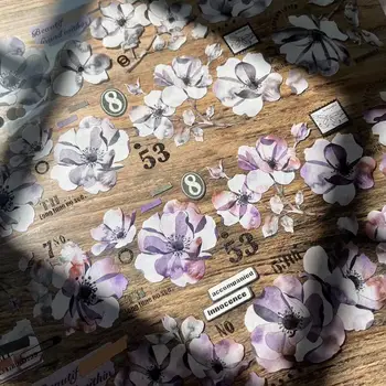 Flori Vintage Umbra Fundal Floral Washi Banda PET pentru Luare de Card Planificator DIY Scrapbooking Plan Autocolant Decorativ
