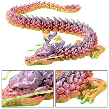 3D Imprimate Articulat Dragon Chinezesc Lung Flexibil Realist Făcut Ornament Model de Jucărie Biroul de Acasă Decorare Decor Copii Cadouri