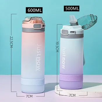 500ml/600ml de Moda Noua Sticla de Apa Cu Paie BPA Free Portabil Sport în aer liber Drăguț Bea Sticle de Plastic Eco-Friendly