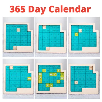 DIY Calendar de zi cu Zi Puzzle din Lemn pentru Copii Jucarii Educative Puzzle O Zi de Joc de Puzzle Cuburi de Birou Ornament Cadouri