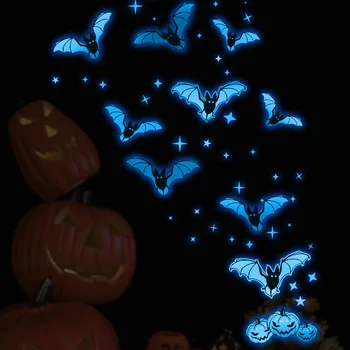 2022 Halloween Multicolor Luminos de Perete Autocolant Bat Fluorescente Autocolante pentru Decorarea Camerei de Fundal Înfricoșător Fereastră Decor 2 buc
