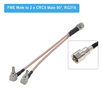 FME de sex Masculin la Dublu CRC9 /TS9 de sex Masculin Unghi Drept Plug Tip Y Splitter Combiner RG316 Coadă Cablu Coaxial RF pentru 3G Modem 4G 15CM 6
